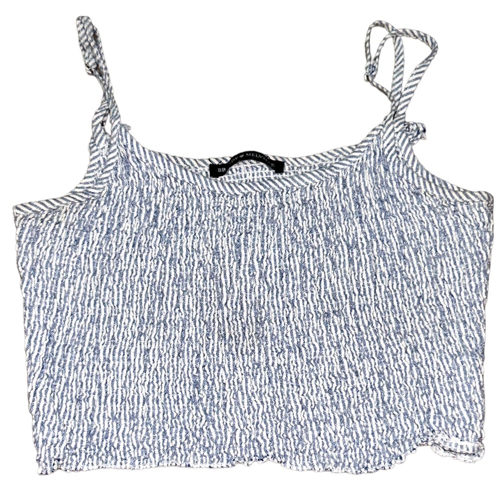 Brandy Melville Izzy smocked blue white tank OS - Picture 5 of 7